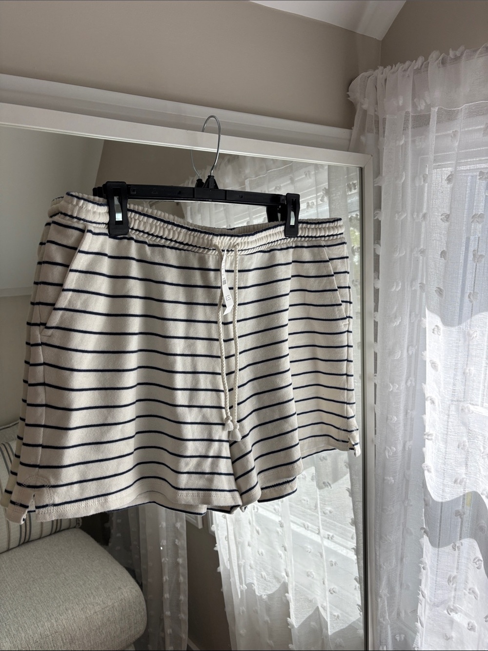 NWT J. Crew Cream Shorts with Navy Stripes